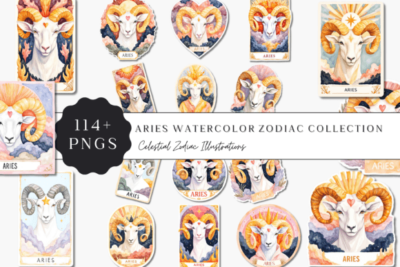 Download Aries Watercolor Zodiac Collection - Premium Resources