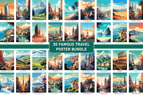 Download Famous Travel Places Poster Bundle - Poster Collection