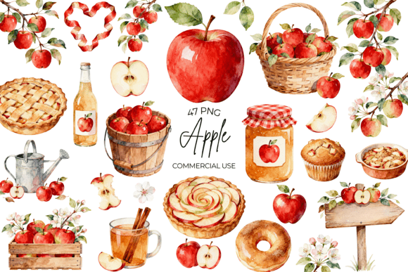 Download Watercolor Apple Clipart Autumn Fruit - Fruit Collection