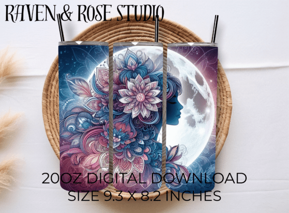 Download Floral Moon Tumbler Wrap Sublimation - Premium Bundle