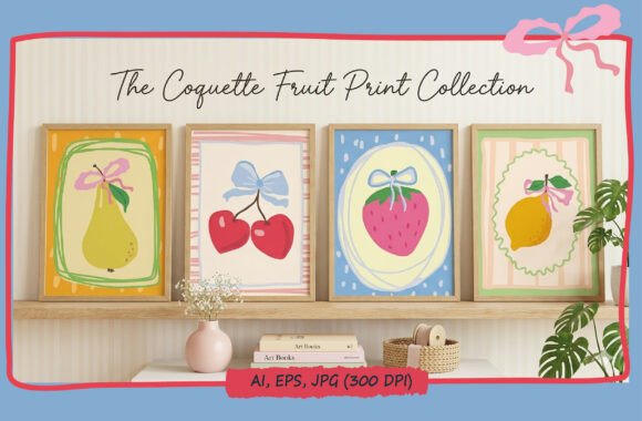 Download Coquette Aesthetic Cute Fruit Poster Set - Poster Collection