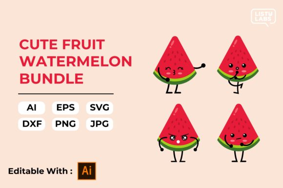 Download Cute Fruit Kawaii Bundle – Watermelon #5 - Fruit Collection