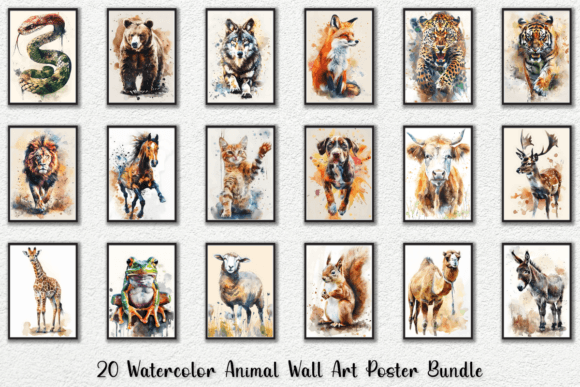 Download Watercolor Animal Wall Art Poster Bundle - Poster Collection