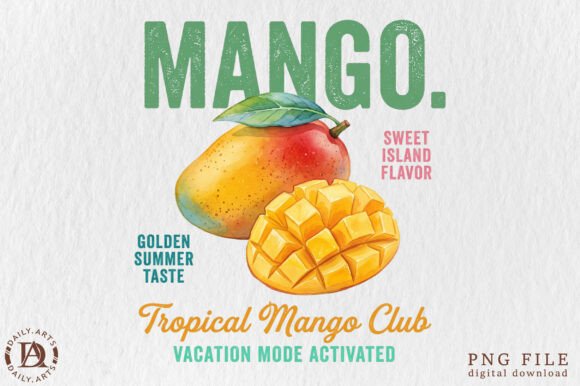 Download Retro Summer Mango Tropical Fruit PNG - Fruit Collection