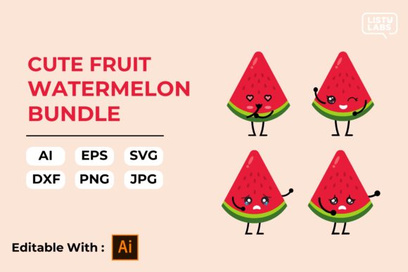 Download Cute Fruit Kawaii Bundle – Watermelon #6 - Fruit Collection