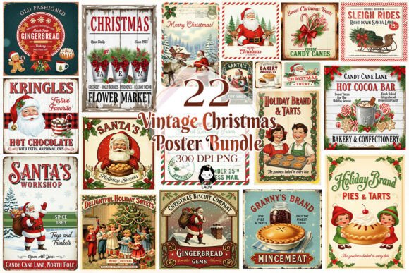 Download Vintage Christmas Poster Quotes Bundle - Premium Resources